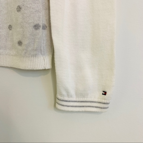 Tommy Hilfiger White Grey Polka Dot Sweater - Picture 3 of 10